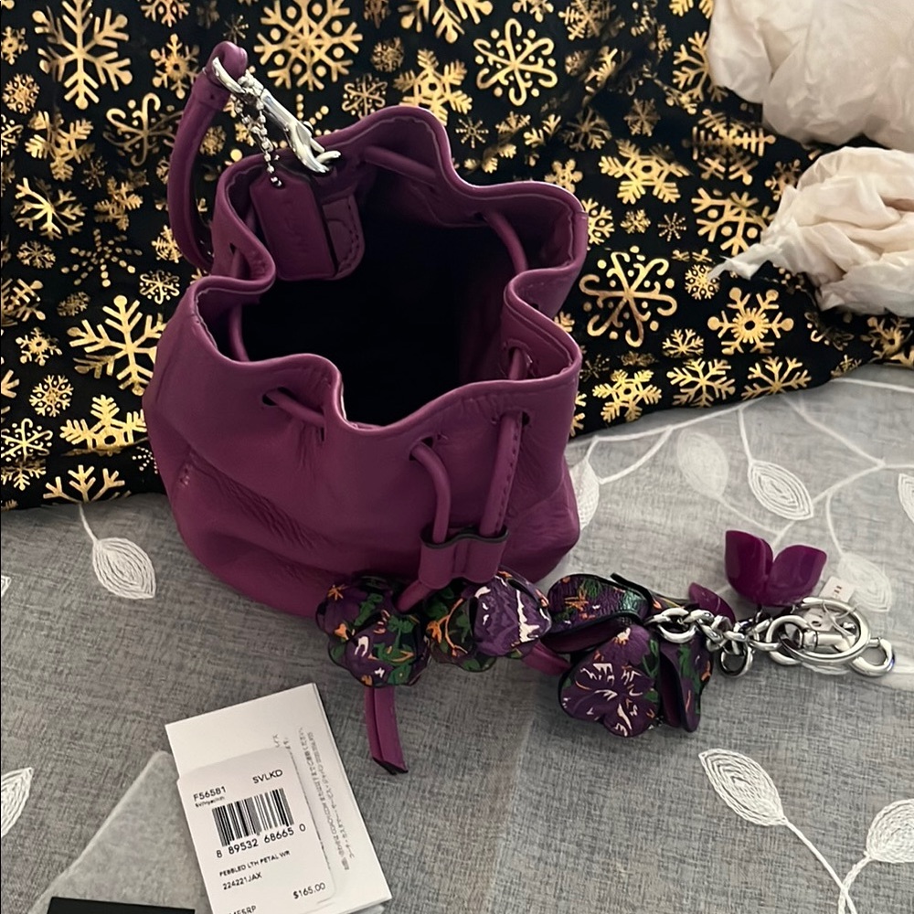 Coach Purple Wristlet Mini Bag with New Matching Charm
